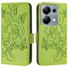 For Redmi Note 13 Pro 4G Global Embossed Rose RFID Anti-theft Leather Phone Case(Green) - 2