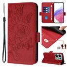 For Redmi Note 13 Pro 4G Global Embossed Rose RFID Anti-theft Leather Phone Case(Red) - 1