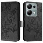 For Redmi Note 13 Pro 4G Global Embossed Rose RFID Anti-theft Leather Phone Case(Black) - 2