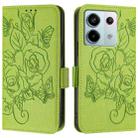 For Redmi Note 13 Pro 5G Global Embossed Rose RFID Anti-theft Leather Phone Case(Green) - 2