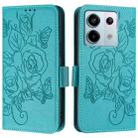 For Redmi Note 13 Pro 5G Global Embossed Rose RFID Anti-theft Leather Phone Case(Light Blue) - 2