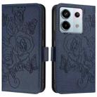 For Redmi Note 13 Pro 5G Global Embossed Rose RFID Anti-theft Leather Phone Case(Dark Blue) - 2