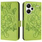 For Redmi Note 13 Pro+ 5G Global Embossed Rose RFID Anti-theft Leather Phone Case(Green) - 2