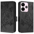 For Redmi 13 4G / Note 13R Embossed Rose RFID Anti-theft Leather Phone Case(Black) - 2