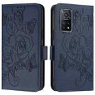 For Redmi K30s / Xiaomi Mi 10T / 10T Pro Embossed Rose RFID Anti-theft Leather Phone Case(Dark Blue) - 2