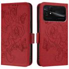 For Redmi 10C / Xiaomi Poco C40 Embossed Rose RFID Anti-theft Leather Phone Case(Red) - 2