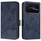 For Redmi 10C / Xiaomi Poco C40 Embossed Rose RFID Anti-theft Leather Phone Case(Dark Blue) - 2