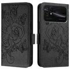 For Redmi 10C / Xiaomi Poco C40 Embossed Rose RFID Anti-theft Leather Phone Case(Black) - 2