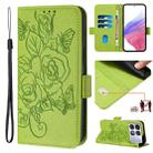 For Redmi K70 Ultra 5G Global Embossed Rose RFID Anti-theft Leather Phone Case(Green) - 1