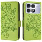 For Redmi K70 Ultra 5G Global Embossed Rose RFID Anti-theft Leather Phone Case(Green) - 3