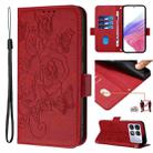 For Redmi K70 Ultra 5G Global Embossed Rose RFID Anti-theft Leather Phone Case(Red) - 1