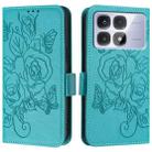 For Redmi K70 Ultra 5G Global Embossed Rose RFID Anti-theft Leather Phone Case(Light Blue) - 3