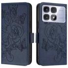 For Redmi K70 Ultra 5G Global Embossed Rose RFID Anti-theft Leather Phone Case(Dark Blue) - 3