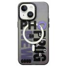 For iPhone 15 Double-Layer Frosted IMD MagSafe Phone Case(Purple Gradient Letters) - 1