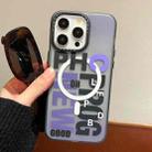 For iPhone 14 Pro Double-Layer Frosted IMD MagSafe Phone Case(Purple Gradient Letters) - 3