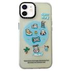 For iPhone 12 Double-Layer Frosted IMD MagSafe Phone Case(Pool Animals) - 1