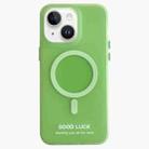 For iPhone 14 Double-Layer Frosted IMD Macaron Color MagSafe Phone Case(Green) - 1