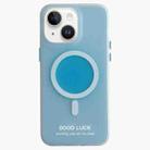 For iPhone 14 Double-Layer Frosted IMD Macaron Color MagSafe Phone Case(Blue) - 1