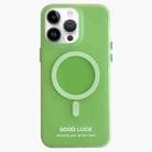 For iPhone 14 Pro Double-Layer Frosted IMD Macaron Color MagSafe Phone Case(Green) - 1