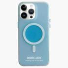 For iPhone 14 Pro Double-Layer Frosted IMD Macaron Color MagSafe Phone Case(Blue) - 1