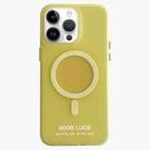 For iPhone 14 Pro Max Double-Layer Frosted IMD Macaron Color MagSafe Phone Case(Yellow) - 1