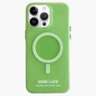 For iPhone 14 Pro Max Double-Layer Frosted IMD Macaron Color MagSafe Phone Case(Green) - 1