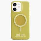 For iPhone 12 Double-Layer Frosted IMD Macaron Color MagSafe Phone Case(Yellow) - 1