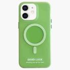 For iPhone 12 Double-Layer Frosted IMD Macaron Color MagSafe Phone Case(Green) - 1