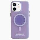 For iPhone 12 Double-Layer Frosted IMD Macaron Color MagSafe Phone Case(Purple) - 1