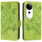 For vivo S19 Pro Embossed Rose RFID Anti-theft Leather Phone Case(Green) - 2