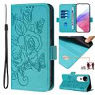 For vivo S19 Pro Embossed Rose RFID Anti-theft Leather Phone Case(Light Blue) - 1