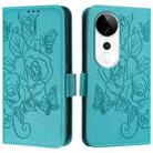 For vivo S19 Pro Embossed Rose RFID Anti-theft Leather Phone Case(Light Blue) - 2