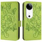 For vivo S19 Embossed Rose RFID Anti-theft Leather Phone Case(Green) - 2