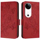 For vivo S19 Embossed Rose RFID Anti-theft Leather Phone Case(Red) - 2