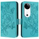 For vivo S19 Embossed Rose RFID Anti-theft Leather Phone Case(Light Blue) - 2