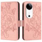 For vivo S19 Embossed Rose RFID Anti-theft Leather Phone Case(Pink) - 2