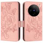 For vivo X100s 5G Embossed Rose RFID Anti-theft Leather Phone Case(Pink) - 2