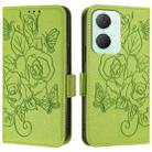 For vivo Y03 4G Global / Y18 4G Embossed Rose RFID Anti-theft Leather Phone Case(Green) - 2