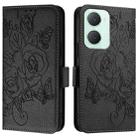 For vivo Y03 4G Global / Y18 4G Embossed Rose RFID Anti-theft Leather Phone Case(Black) - 2