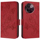 For vivo V30e Global Embossed Rose RFID Anti-theft Leather Phone Case(Red) - 2