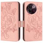 For vivo V30e Global Embossed Rose RFID Anti-theft Leather Phone Case(Pink) - 2
