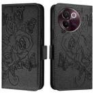 For vivo V30e Global Embossed Rose RFID Anti-theft Leather Phone Case(Black) - 2