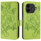 For vivo iQOO Z9 / iQOO Z9 Turbo Embossed Rose RFID Anti-theft Leather Phone Case(Green) - 2