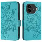 For vivo iQOO Z9 / iQOO Z9 Turbo Embossed Rose RFID Anti-theft Leather Phone Case(Light Blue) - 2