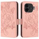 For vivo iQOO Z9 / iQOO Z9 Turbo Embossed Rose RFID Anti-theft Leather Phone Case(Pink) - 2