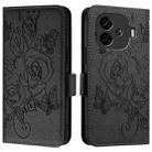 For vivo iQOO Z9 / iQOO Z9 Turbo Embossed Rose RFID Anti-theft Leather Phone Case(Black) - 2