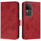 For vivo V30 5G / V30 Pro 5G Global Embossed Rose RFID Anti-theft Leather Phone Case(Red) - 2