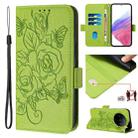 For vivo X100 Embossed Rose RFID Anti-theft Leather Phone Case(Green) - 1