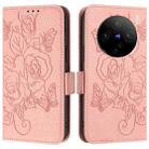 For vivo X100 Embossed Rose RFID Anti-theft Leather Phone Case(Pink) - 2