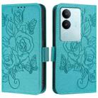 For vivo V29 5G Global / V29 Pro Embossed Rose RFID Anti-theft Leather Phone Case(Light Blue) - 2